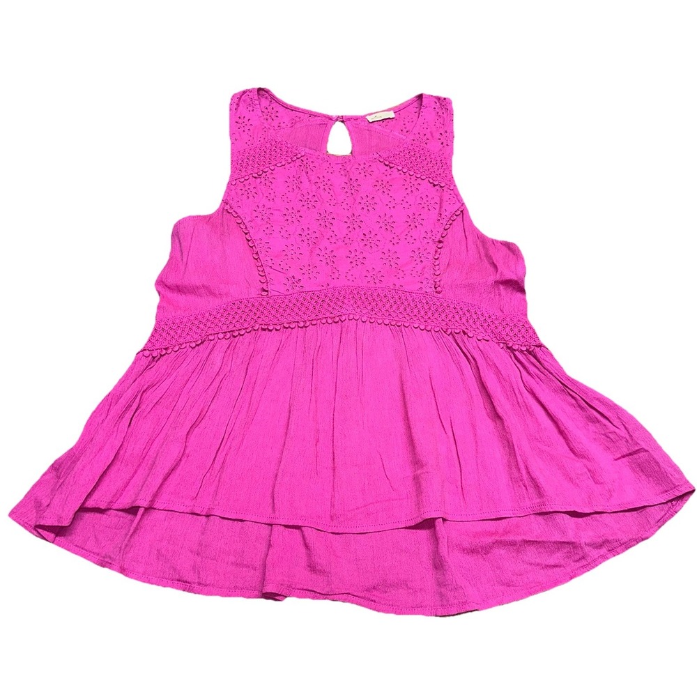 Y2K Hollister Pink Babydoll Eyelet Sleeveless Tank Top Fairy Cottage Women's S